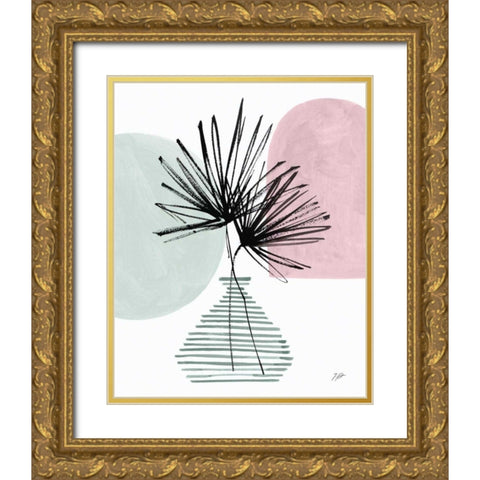 Fan Leaves Still Life Gold Ornate Wood Framed Art Print with Double Matting by Panganiban, Karyn