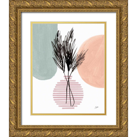 Pampas Stem Still Life Gold Ornate Wood Framed Art Print with Double Matting by Panganiban, Karyn