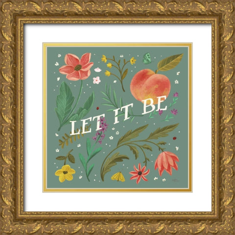 Spring Botanicals V Sage Gold Ornate Wood Framed Art Print with Double Matting by Penner, Janelle