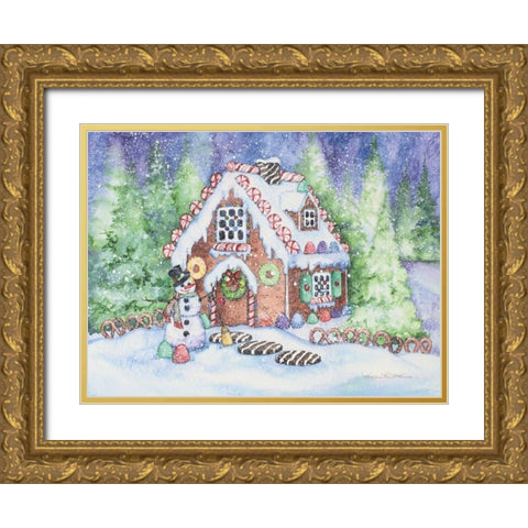 Gingerbread House Gold Ornate Wood Framed Art Print with Double Matting by McKenna, Kathleen Parr