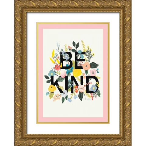 Wild Garden I Be Kind CP Crop II Gold Ornate Wood Framed Art Print with Double Matting by Marshall, Laura