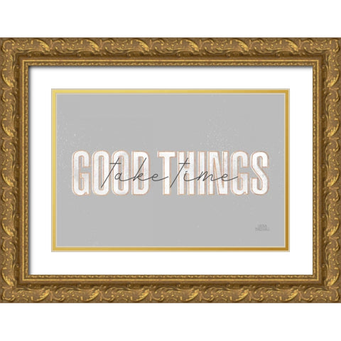 Morning Affirmations III Gray Horizontal Gold Ornate Wood Framed Art Print with Double Matting by Marshall, Laura