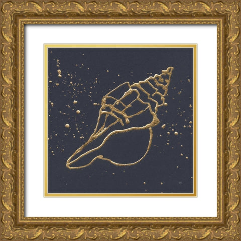 Gold Conch II Gold Ornate Wood Framed Art Print with Double Matting by Paschke, Chris