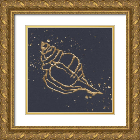 Gold Conch III Gold Ornate Wood Framed Art Print with Double Matting by Paschke, Chris