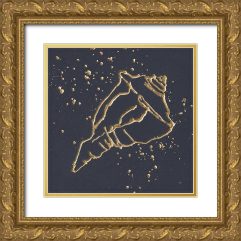 Gold Conch IV Gold Ornate Wood Framed Art Print with Double Matting by Paschke, Chris