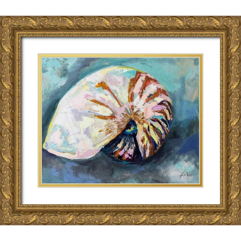 Nautilus Shell Gold Ornate Wood Framed Art Print with Double Matting by Vertentes, Jeanette