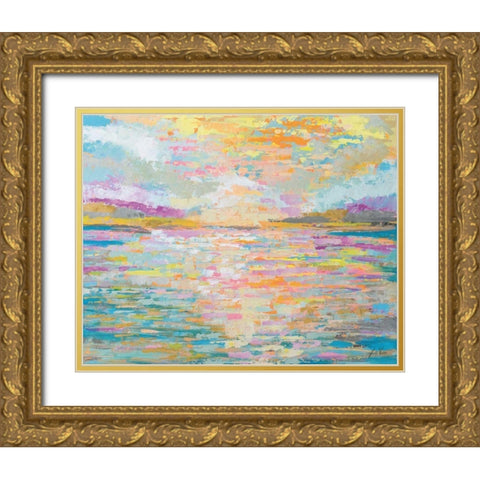 Ocean Sunrise Gold Ornate Wood Framed Art Print with Double Matting by Vertentes, Jeanette
