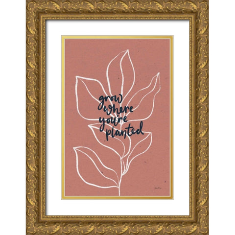Balance II Leaves Gold Ornate Wood Framed Art Print with Double Matting by Thorns, Becky