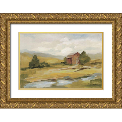 Springtime Farm Neutral Gold Ornate Wood Framed Art Print with Double Matting by Vassileva, Silvia