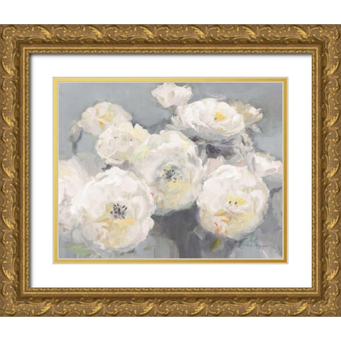 Wild Roses Gray Crop Gold Ornate Wood Framed Art Print with Double Matting by Hageman, Marilyn