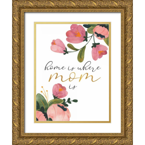 Romantic Floral III Sentiment Gold Ornate Wood Framed Art Print with Double Matting by Wild Apple Portfolio