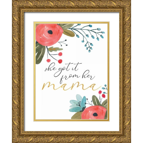 Romantic Floral VI Sentiment Gold Ornate Wood Framed Art Print with Double Matting by Wild Apple Portfolio