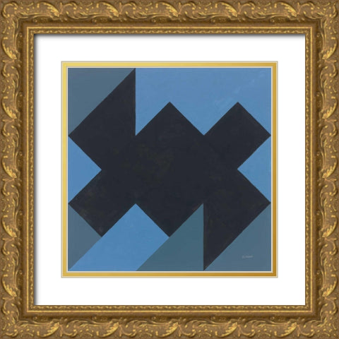 Triangles II Gold Ornate Wood Framed Art Print with Double Matting by Schick, Mike