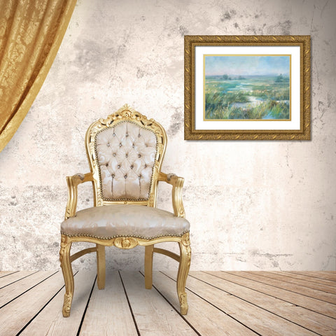 April Meadows Gold Ornate Wood Framed Art Print with Double Matting by Nai, Danhui