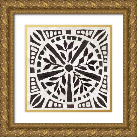 Woodcut Christmas X Gold Ornate Wood Framed Art Print with Double Matting by Brissonnet, Daphne
