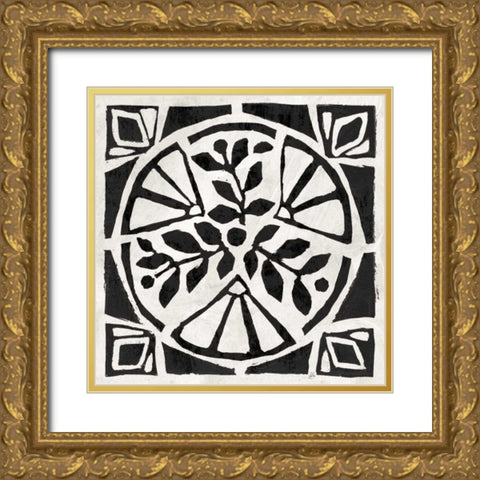 Woodcut Christmas XII Gold Ornate Wood Framed Art Print with Double Matting by Brissonnet, Daphne