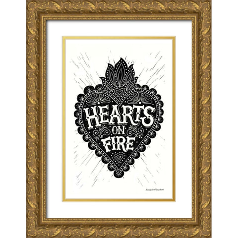 hearts.on.fire Gold Ornate Wood Framed Art Print with Double Matting by Snowdon, Alexandra