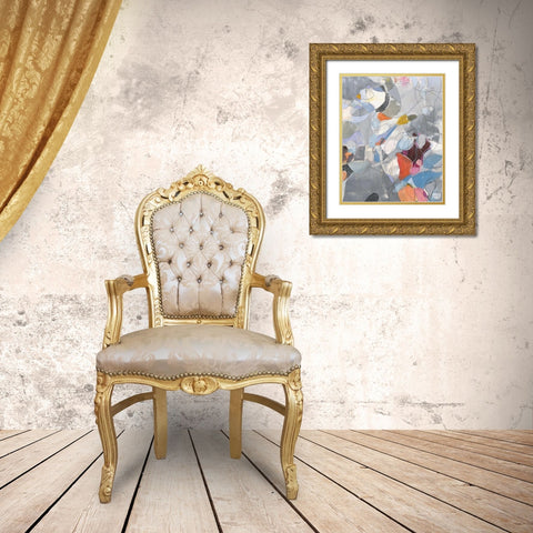 Line Abstract Gold Ornate Wood Framed Art Print with Double Matting by Nai, Danhui