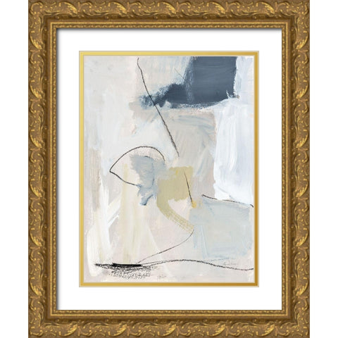 Neutral Abstract I Gold Ornate Wood Framed Art Print with Double Matting by Munger, Pamela