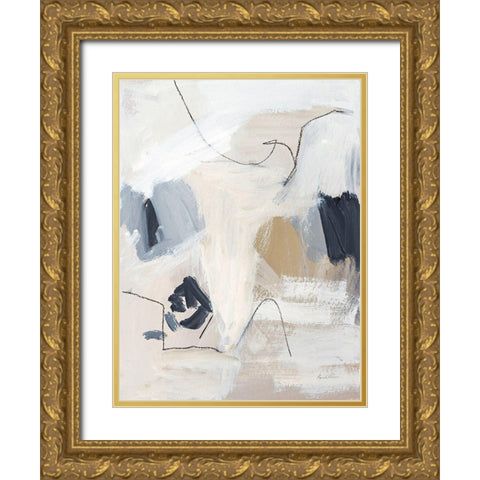 Neutral Abstract II Gold Ornate Wood Framed Art Print with Double Matting by Munger, Pamela