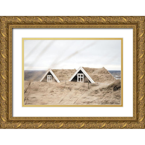 Selid Turf Houses Gold Ornate Wood Framed Art Print with Double Matting by Marshall, Laura