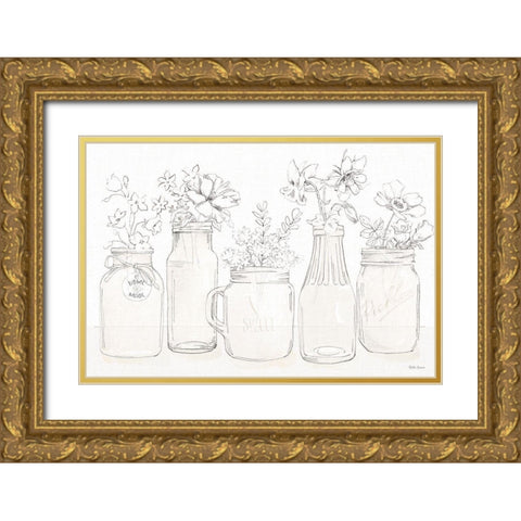 Peaceful Petals I Neutral Gold Ornate Wood Framed Art Print with Double Matting by Grove, Beth