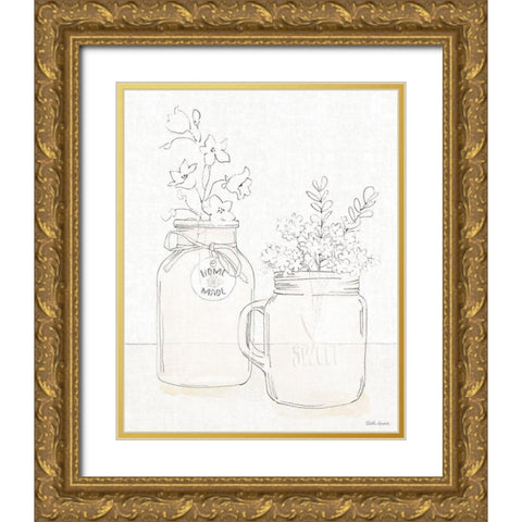Peaceful Petals II Neutral Gold Ornate Wood Framed Art Print with Double Matting by Grove, Beth