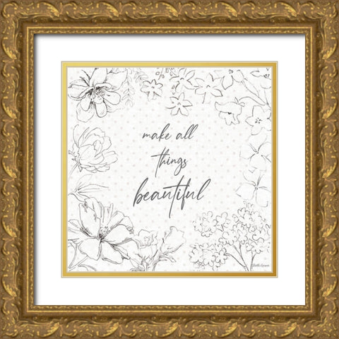 Peaceful Petals IX Neutral Gold Ornate Wood Framed Art Print with Double Matting by Grove, Beth
