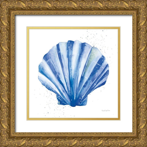 Scallop Shell Sq Gold Ornate Wood Framed Art Print with Double Matting by Charro, Mercedes Lopez