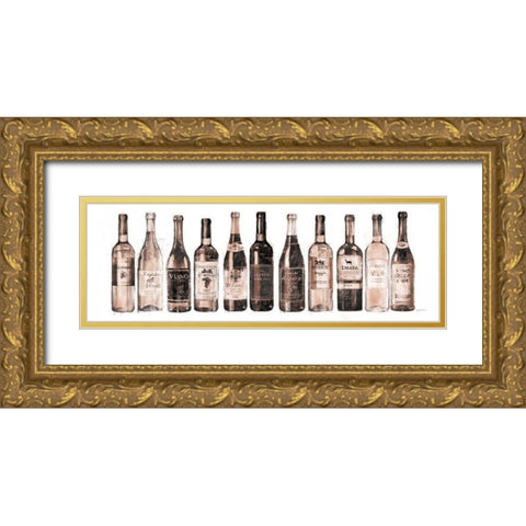 Wine Cellar Red Watercolor Imaya Gold Ornate Wood Framed Art Print with Double Matting by Tillmon, Avery