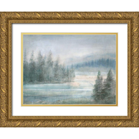 Morning on the Lake Gold Ornate Wood Framed Art Print with Double Matting by Nai, Danhui