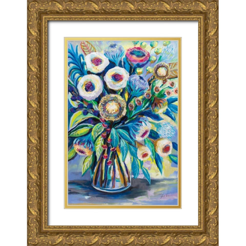 Bountiful Bouquet Gold Ornate Wood Framed Art Print with Double Matting by Vertentes, Jeanette