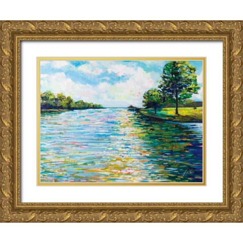 Lake View Gold Ornate Wood Framed Art Print with Double Matting by Vertentes, Jeanette