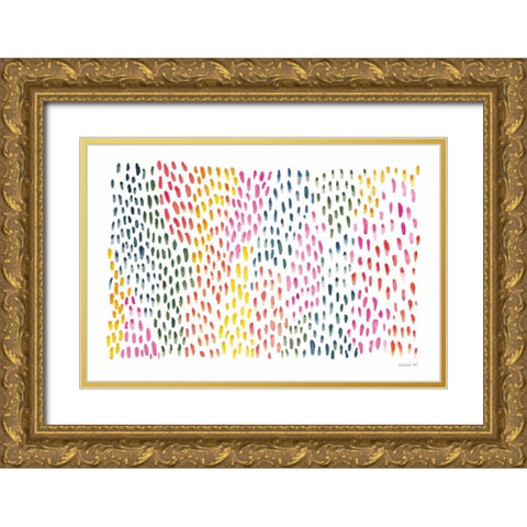 Fullness of Dots Gold Ornate Wood Framed Art Print with Double Matting by Nai, Danhui