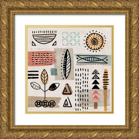 Tribal Tones II Gold Ornate Wood Framed Art Print with Double Matting by Charron, Veronique