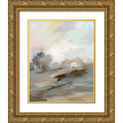 Farm in April Gold Ornate Wood Framed Art Print with Double Matting by Vassileva, Silvia