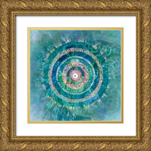 Ocean Mandala Gold Ornate Wood Framed Art Print with Double Matting by Nai, Danhui
