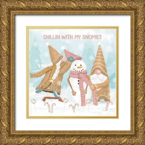 Gnome Sweet Gnome IV Blush Gold Ornate Wood Framed Art Print with Double Matting by Charron, Veronique