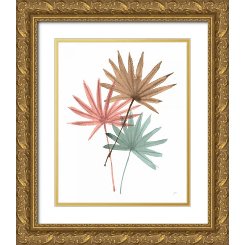 Fan Leaves Gold Ornate Wood Framed Art Print with Double Matting by Panganiban, Karyn