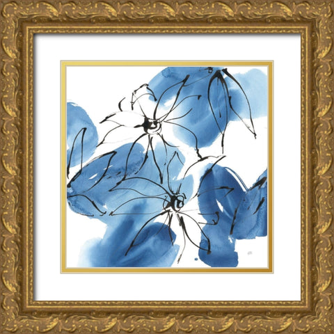 Indigo Neutrals I Gold Ornate Wood Framed Art Print with Double Matting by Paschke, Chris