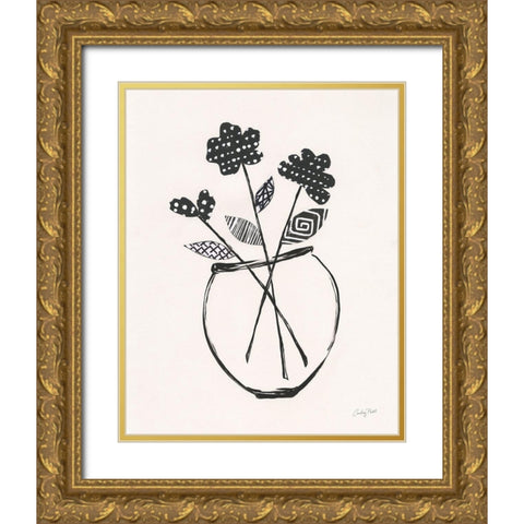 Modern Floral I Gold Ornate Wood Framed Art Print with Double Matting by Prahl, Courtney