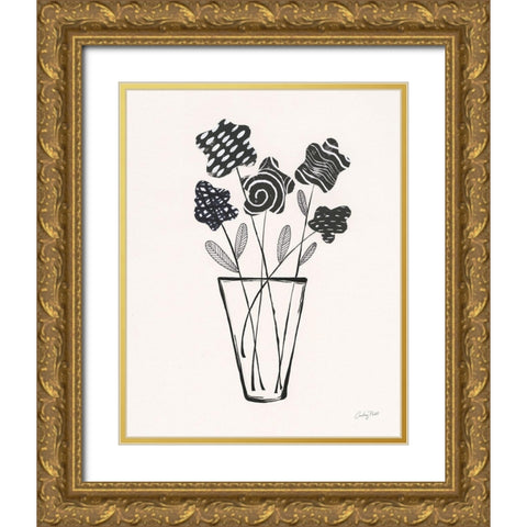 Modern Floral II Gold Ornate Wood Framed Art Print with Double Matting by Prahl, Courtney
