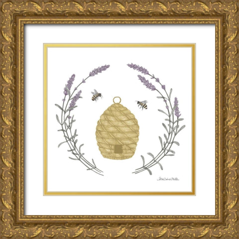Happy to Bee Home II Yellow Gold Ornate Wood Framed Art Print with Double Matting by Miller, Sara Zieve