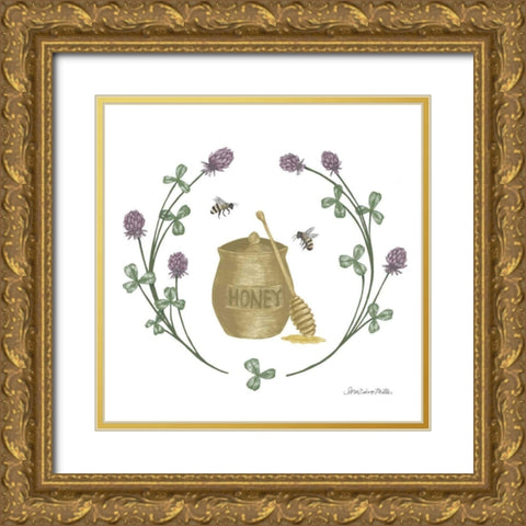 Happy to Bee Home IV Yellow Gold Ornate Wood Framed Art Print with Double Matting by Miller, Sara Zieve