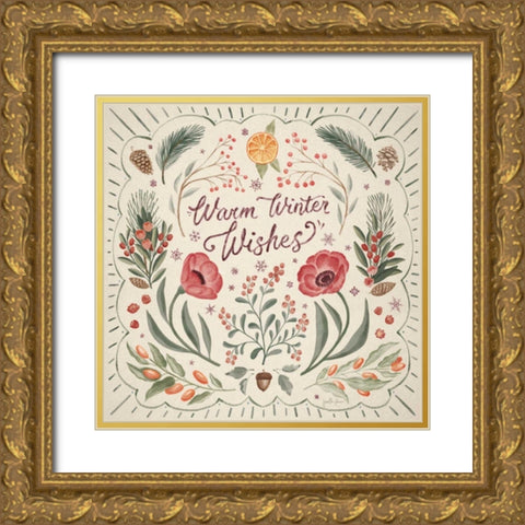 Winter Blooms II Gold Ornate Wood Framed Art Print with Double Matting by Penner, Janelle