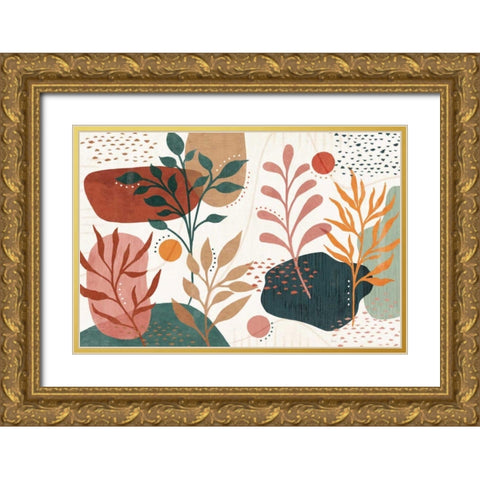 Abstract Blossom I Gold Ornate Wood Framed Art Print with Double Matting by Charron, Veronique