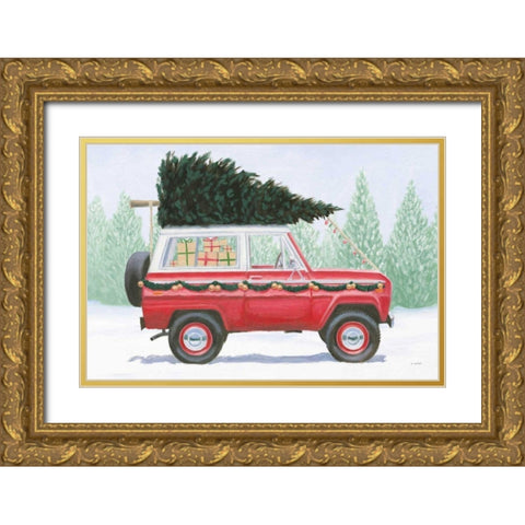 Christmas Farm III Gold Ornate Wood Framed Art Print with Double Matting by Wiens, James