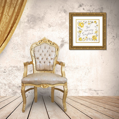 Sunny Roses II Gold Ornate Wood Framed Art Print with Double Matting by Vassileva, Silvia