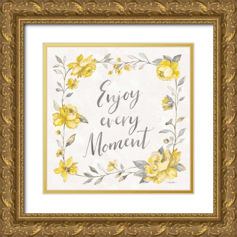 Sunny Roses III Gold Ornate Wood Framed Art Print with Double Matting by Vassileva, Silvia