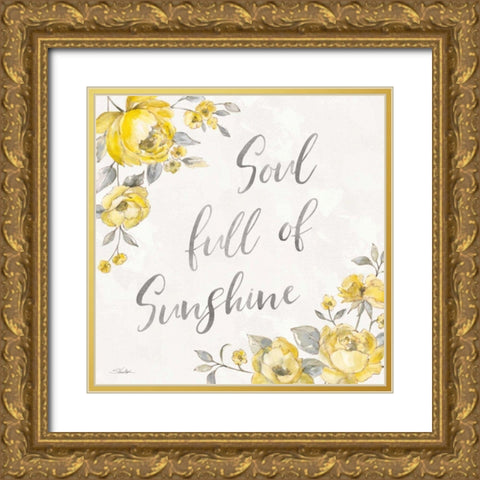 Sunny Roses VI Gold Ornate Wood Framed Art Print with Double Matting by Vassileva, Silvia